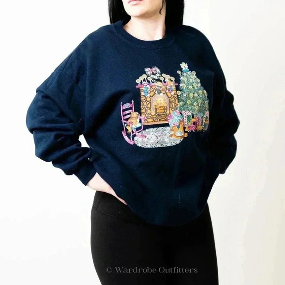 Vintage 90s CottageCore Grandmacore Crewneck Sweatshirt - Picture 1 of 7